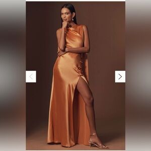 SAU LEE Priscilla Satin High-Neck Column Maxi Dress